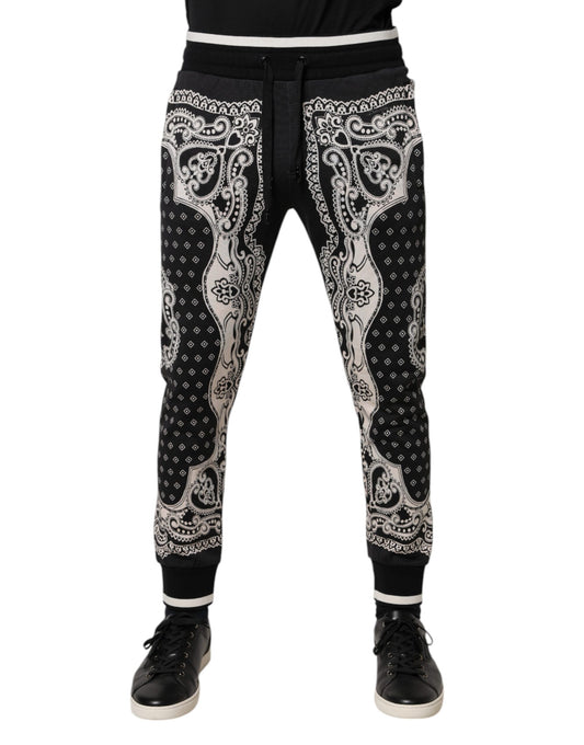 Dolce &amp; Gabbana – Schwarze Jogginghose aus Baumwolle mit Bandana-Muster