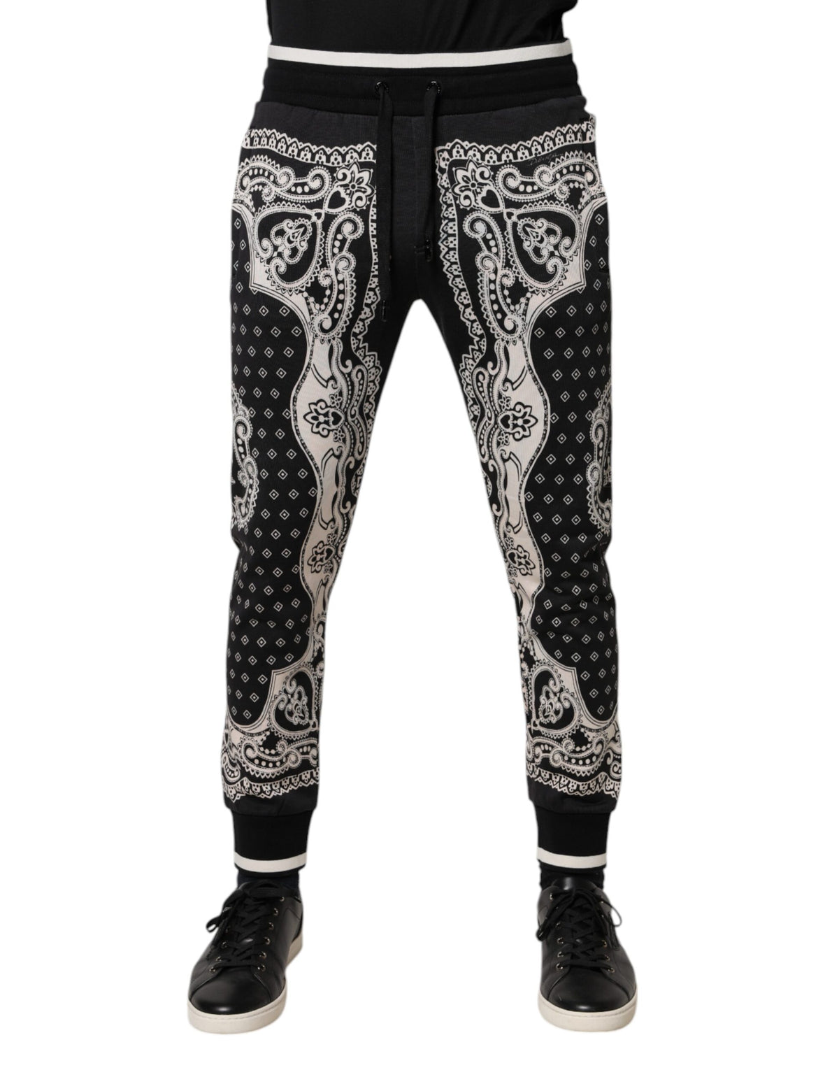 Dolce &amp; Gabbana – Schwarze Jogginghose aus Baumwolle mit Bandana-Muster