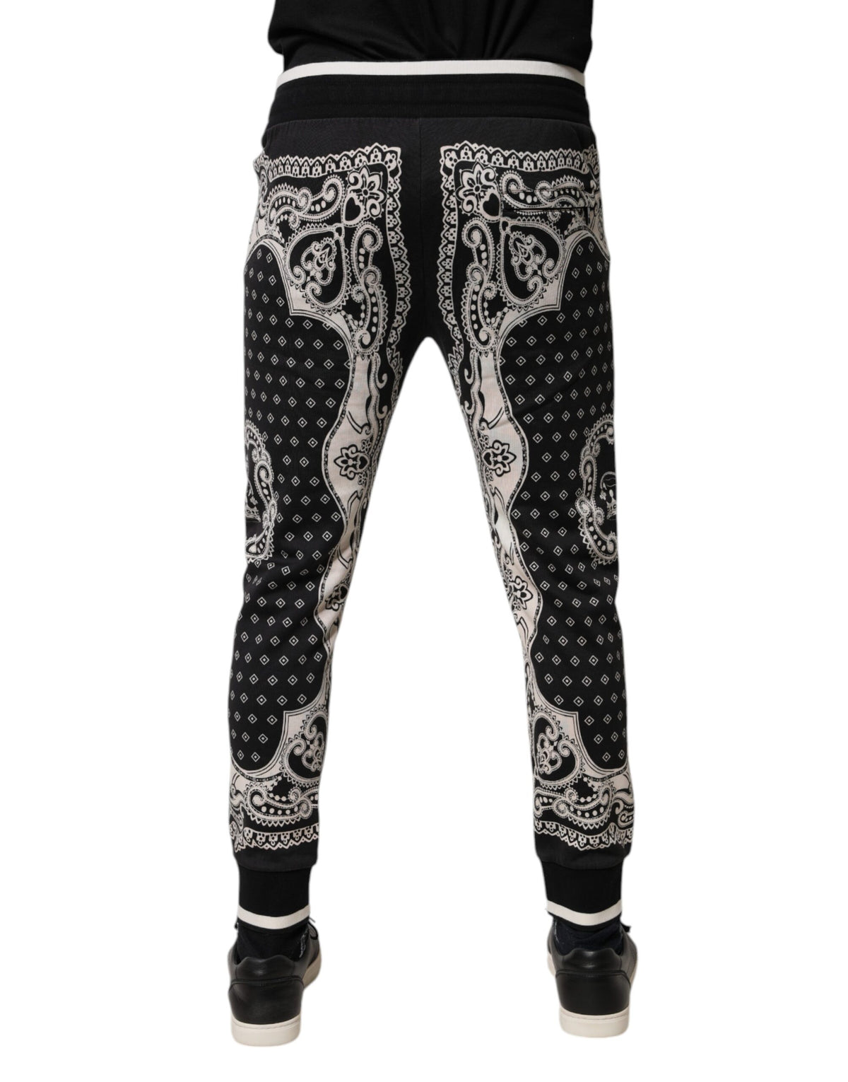 Dolce &amp; Gabbana – Schwarze Jogginghose aus Baumwolle mit Bandana-Muster