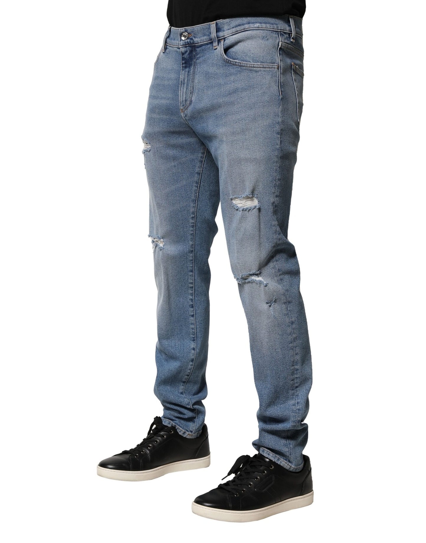 Dolce &amp; Gabbana – Blaue Slim-Jeans aus Baumwolle im Used-Look für Herren