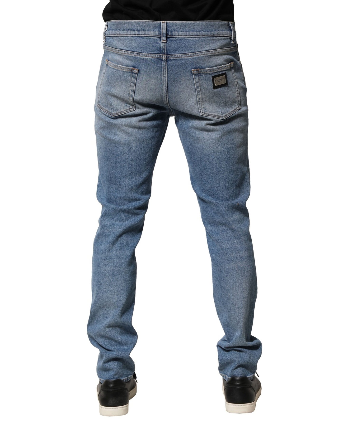 Dolce &amp; Gabbana – Blaue Slim-Jeans aus Baumwolle im Used-Look für Herren