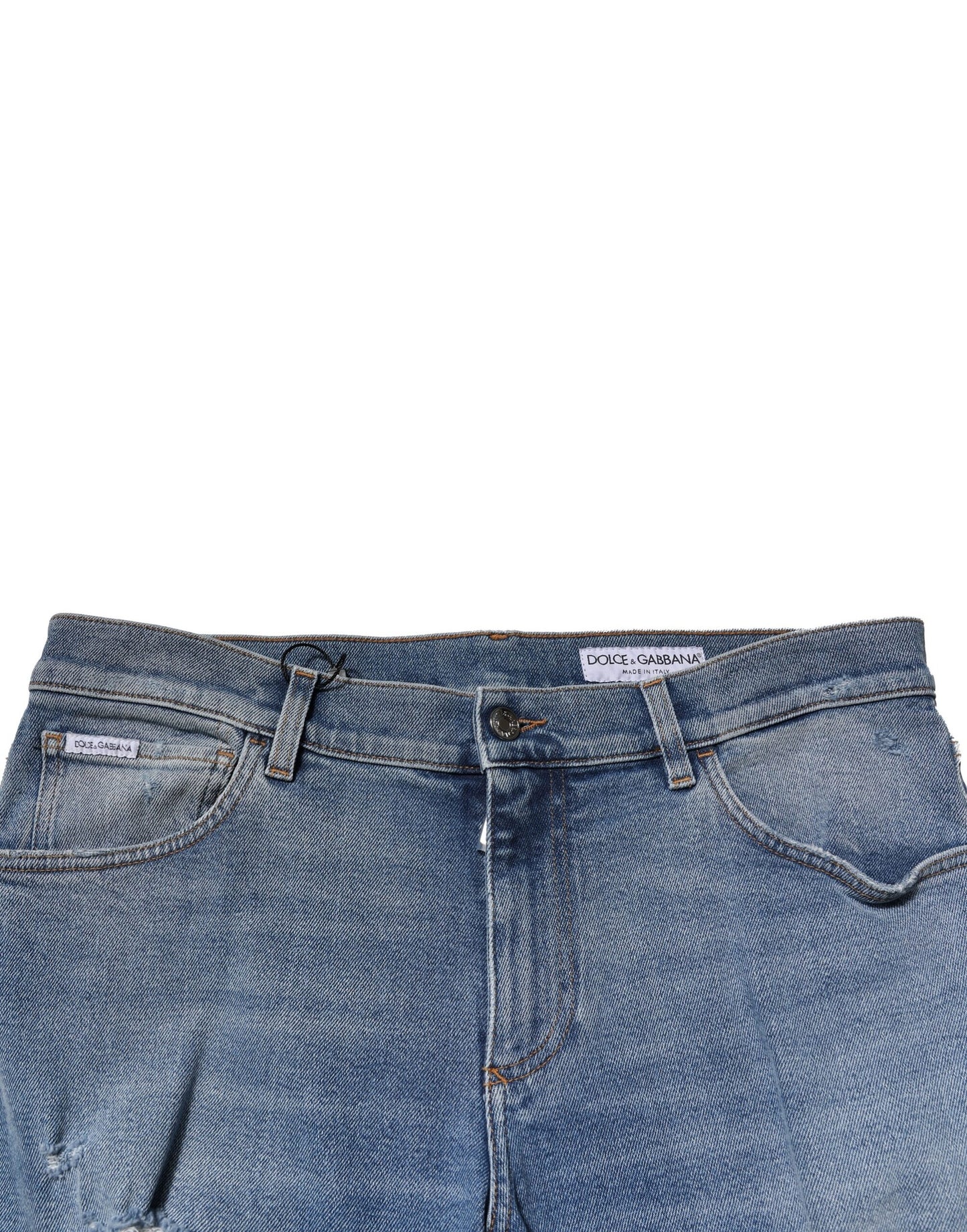 Dolce &amp; Gabbana – Blaue Slim-Jeans aus Baumwolle im Used-Look für Herren