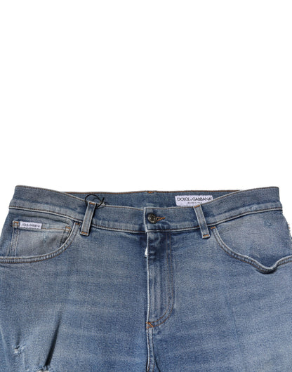 Dolce &amp; Gabbana – Blaue Slim-Jeans aus Baumwolle im Used-Look für Herren