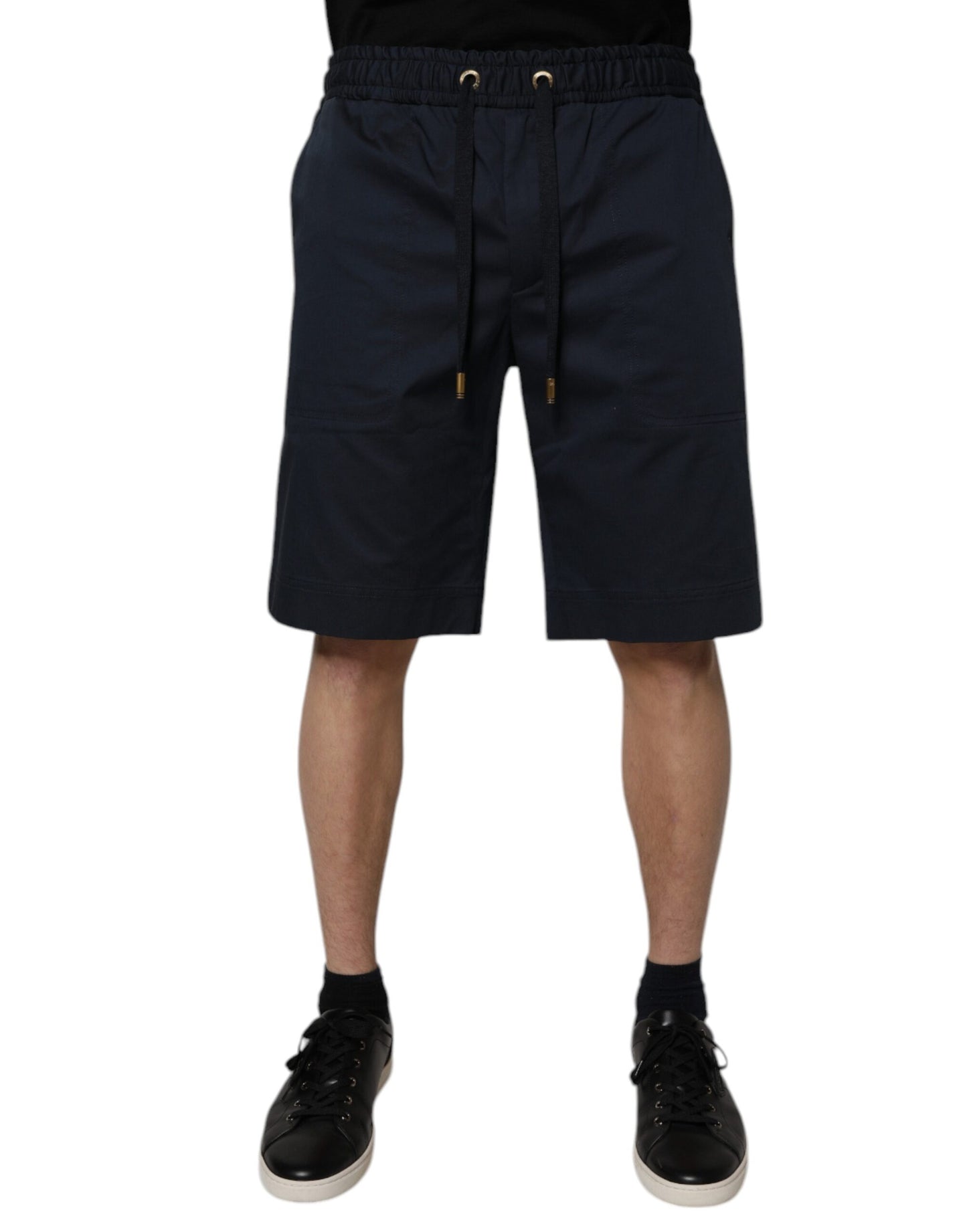 Dolce &amp; Gabbana Herren-Bermudashorts aus Baumwollstretch in Marineblau