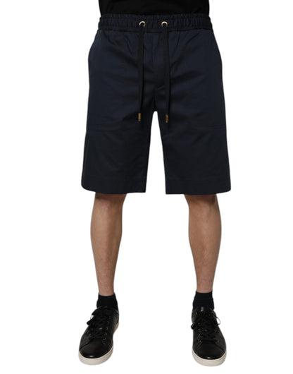 Dolce &amp; Gabbana Herren-Bermudashorts aus Baumwollstretch in Marineblau