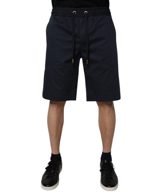 Dolce &amp; Gabbana Herren-Bermudashorts aus Baumwollstretch in Marineblau
