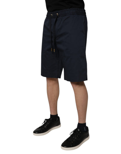Dolce &amp; Gabbana Herren-Bermudashorts aus Baumwollstretch in Marineblau