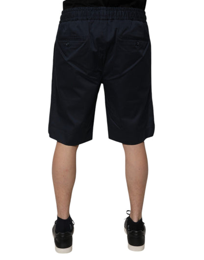 Dolce &amp; Gabbana Herren-Bermudashorts aus Baumwollstretch in Marineblau