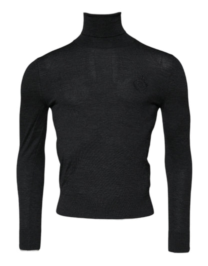 Dolce &amp; Gabbana Schwarzer Rollkragenpullover aus Wolle für Herren