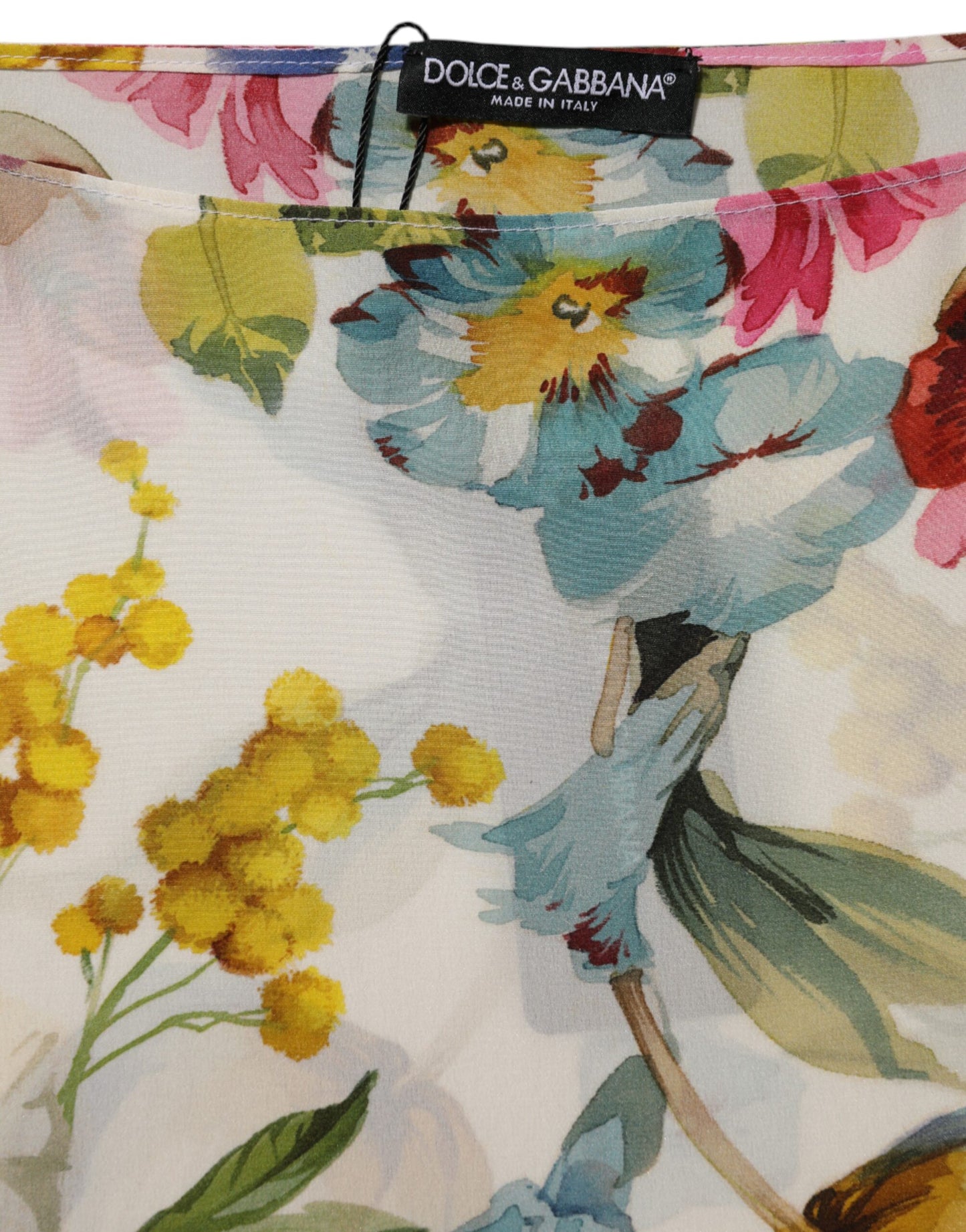 Dolce &amp; Gabbana – Langes Etuikleid aus Seide mit Blumenmuster in Weiß
