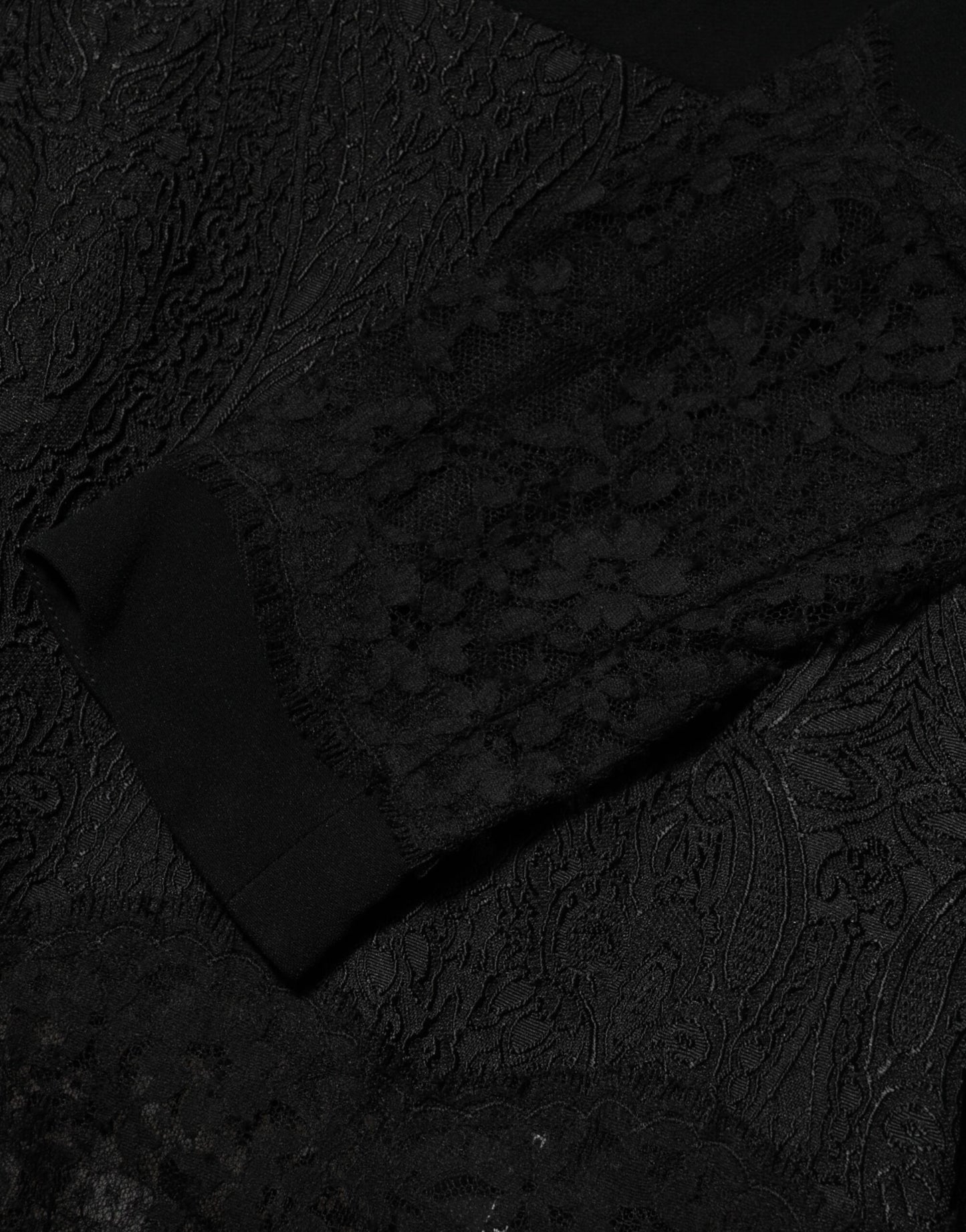 Dolce &amp; Gabbana – Schwarzes Etuikleid in A-Linie mit floralem Spitzenbesatz
