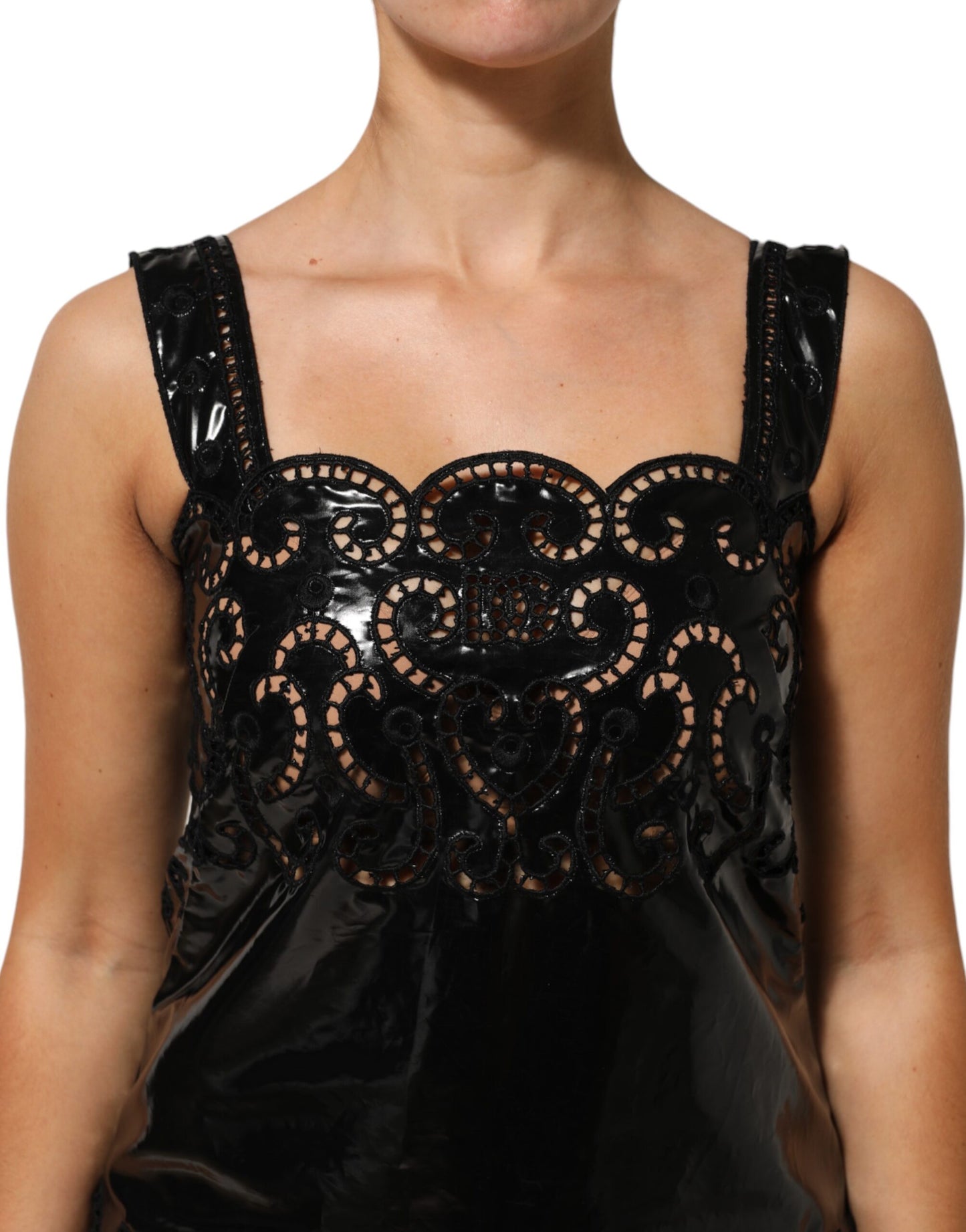 Dolce &amp; Gabbana – Schwarzes Mini-Etuikleid in A-Linie mit Cut-Outs