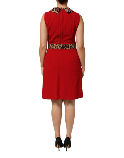 Dolce &amp; Gabbana – Etuikleid aus Viskose mit rotem Leopardenmuster in A-Linie