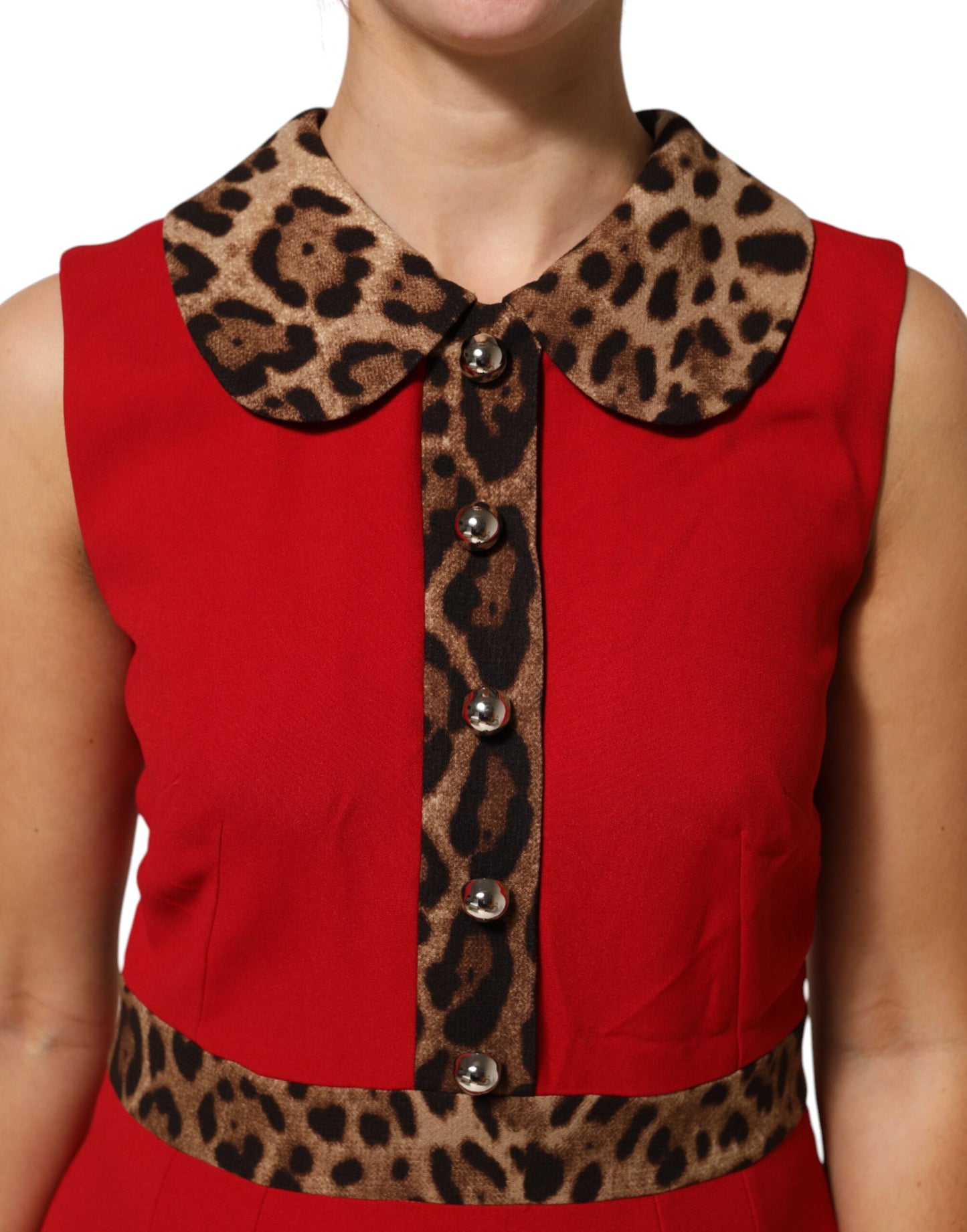 Dolce &amp; Gabbana – Etuikleid aus Viskose mit rotem Leopardenmuster in A-Linie