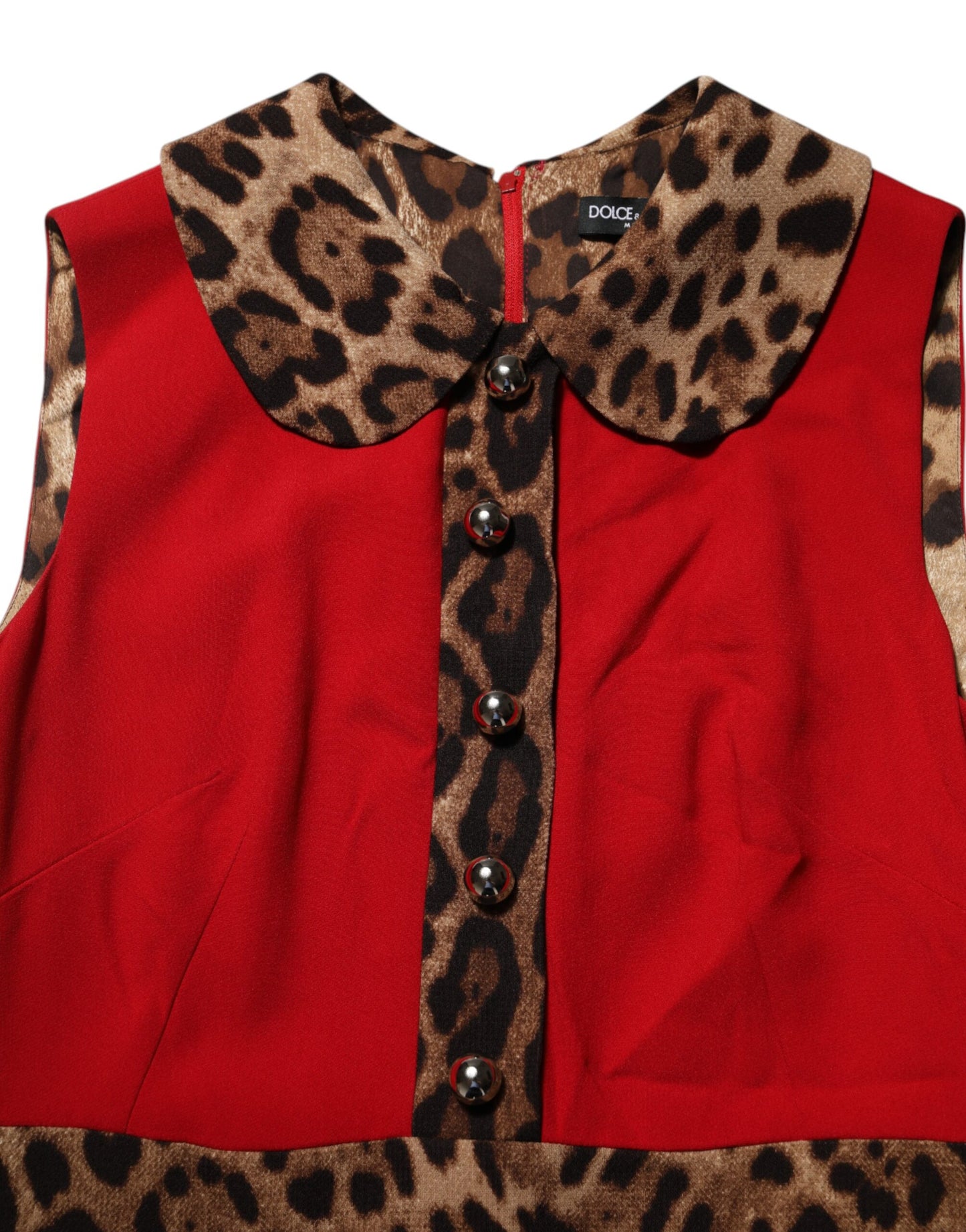 Dolce &amp; Gabbana – Etuikleid aus Viskose mit rotem Leopardenmuster in A-Linie