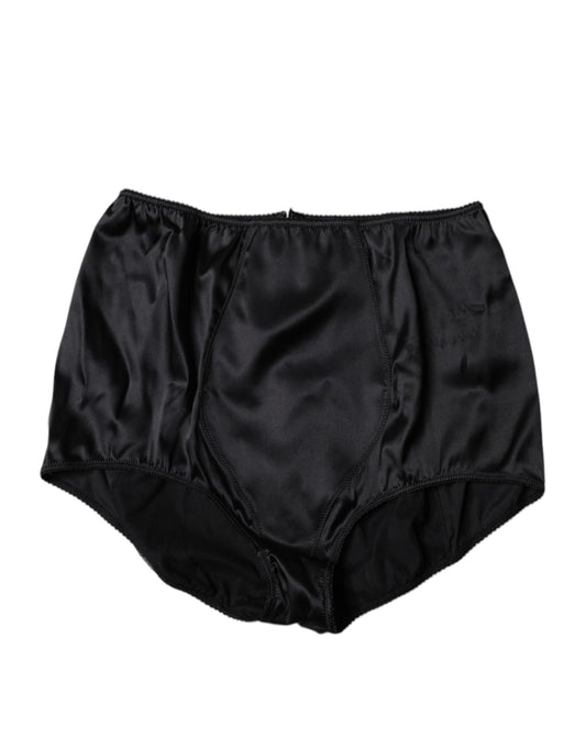 Dolce &amp; Gabbana – Schwarze, hoch taillierte Miederhose aus Stretch-Seide