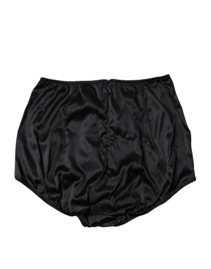 Dolce & Gabbana Black Silk Stretch High Waist Girdle Underwear