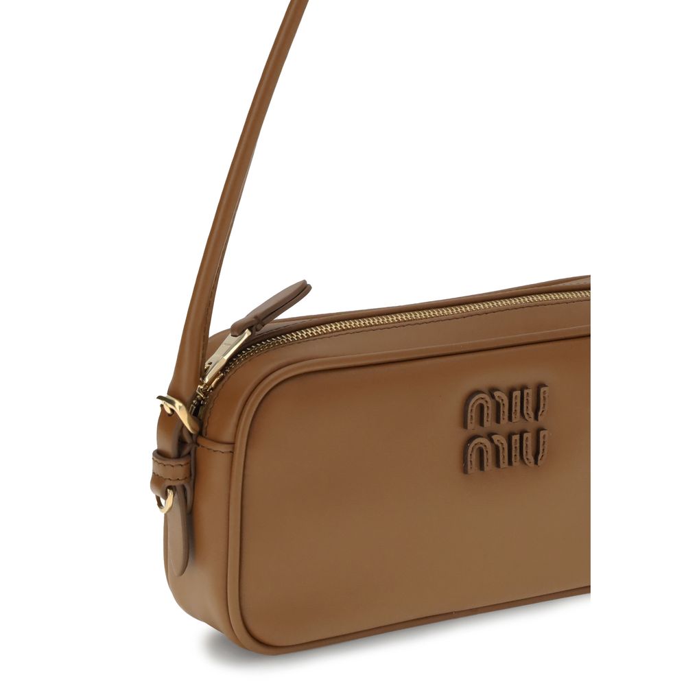 Miu Miu Schultertasche aus braunem Kalbsleder (Bos Taurus)