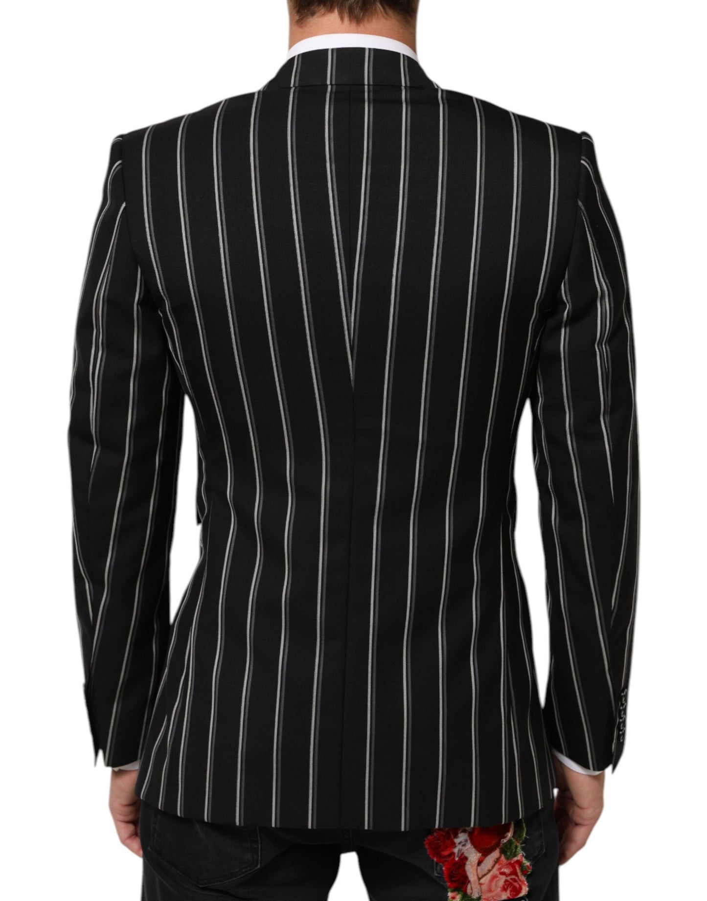 Dolce &amp; Gabbana – SICILIA – Anzugblazer mit 1 Knopf und schwarzen Streifen