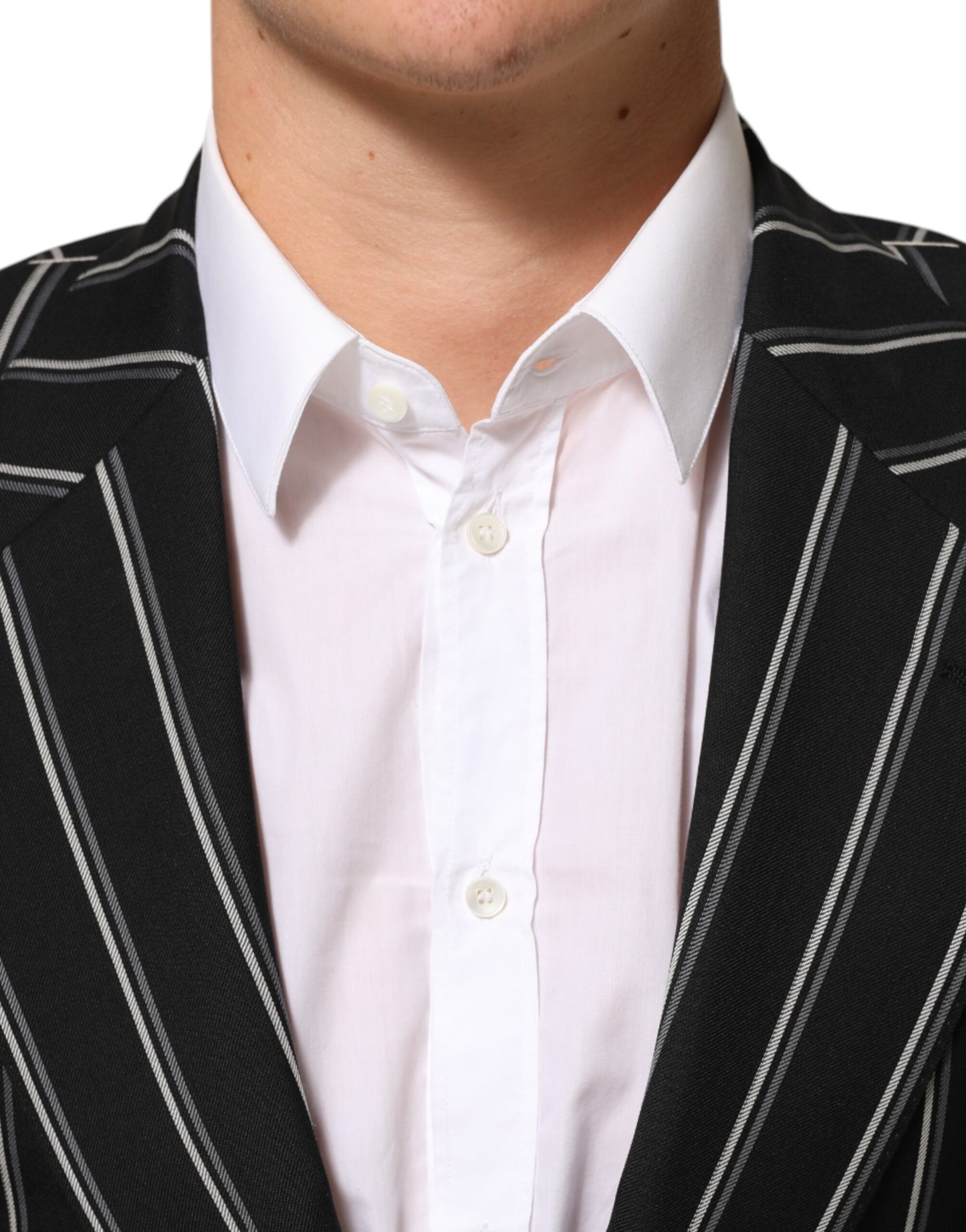Dolce &amp; Gabbana – SICILIA – Anzugblazer mit 1 Knopf und schwarzen Streifen