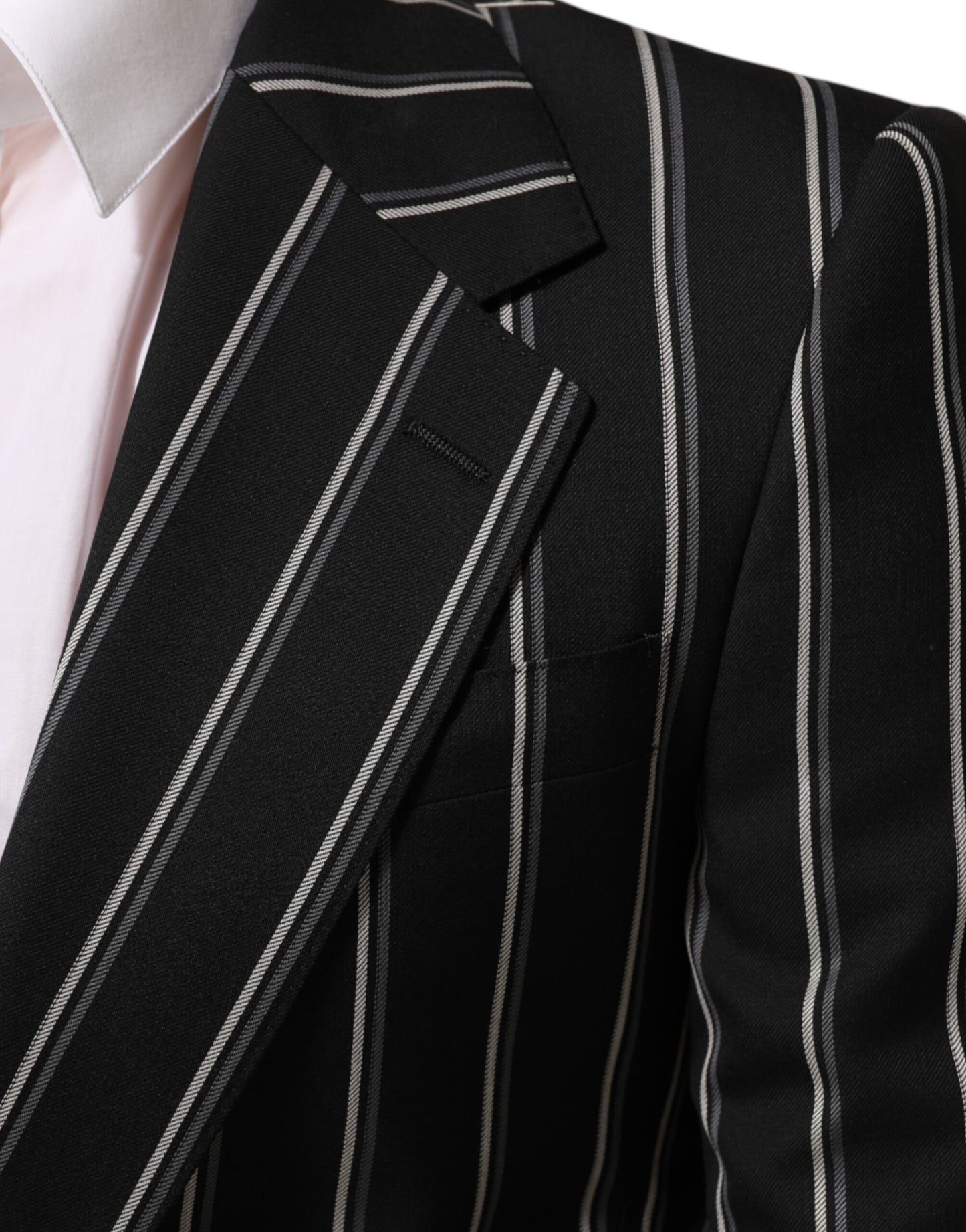 Dolce &amp; Gabbana – SICILIA – Anzugblazer mit 1 Knopf und schwarzen Streifen
