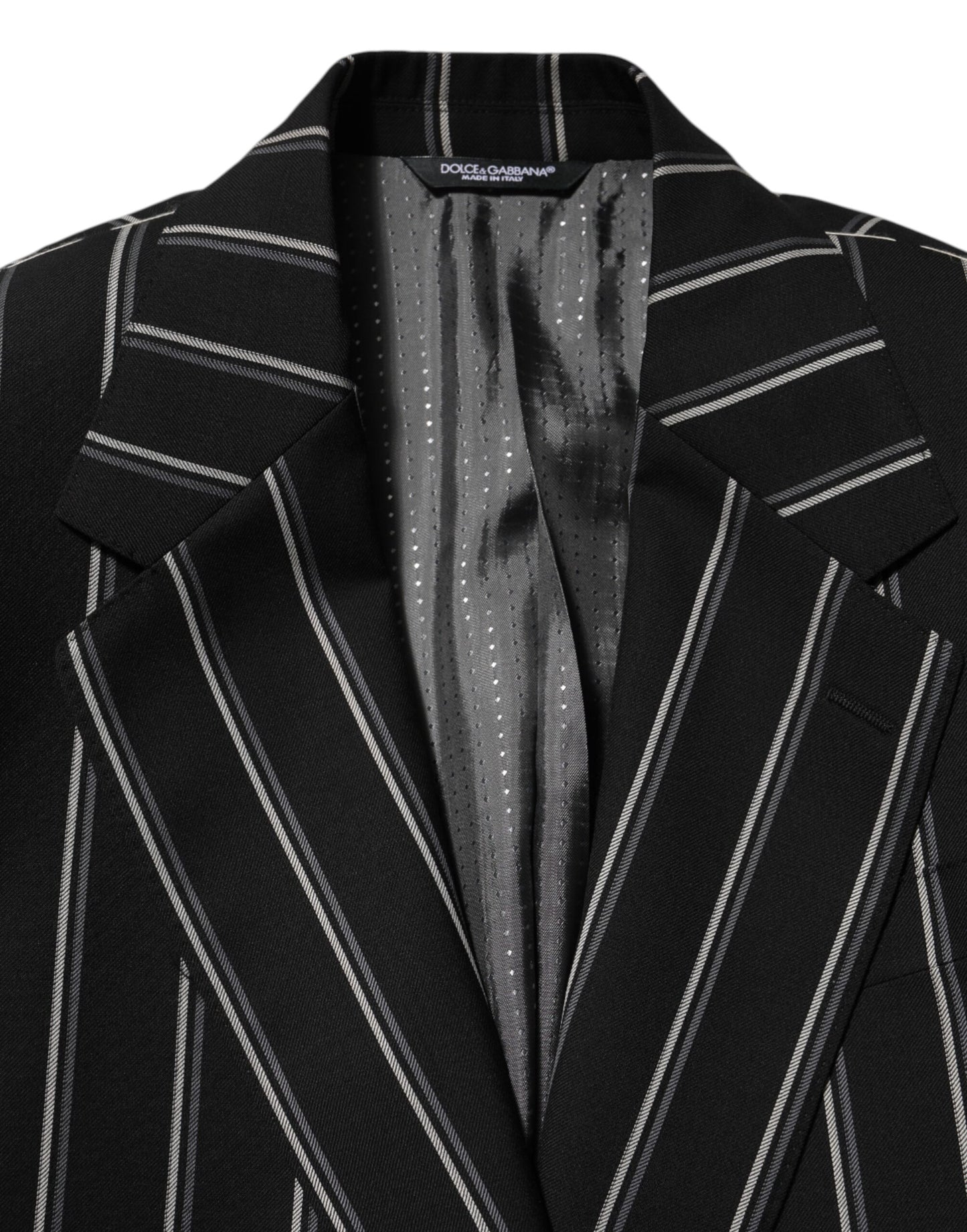 Dolce &amp; Gabbana – SICILIA – Anzugblazer mit 1 Knopf und schwarzen Streifen