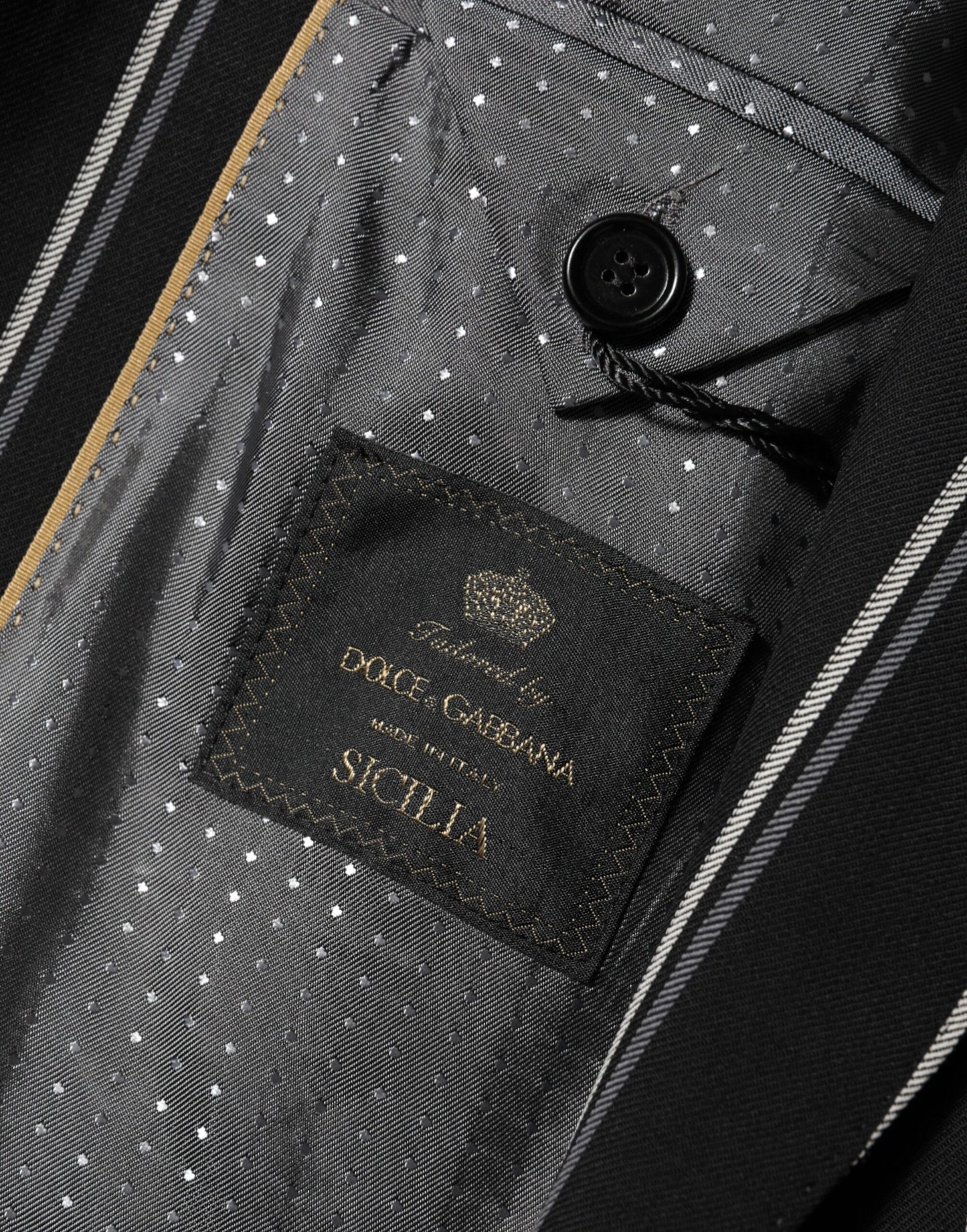 Dolce &amp; Gabbana – SICILIA – Anzugblazer mit 1 Knopf und schwarzen Streifen