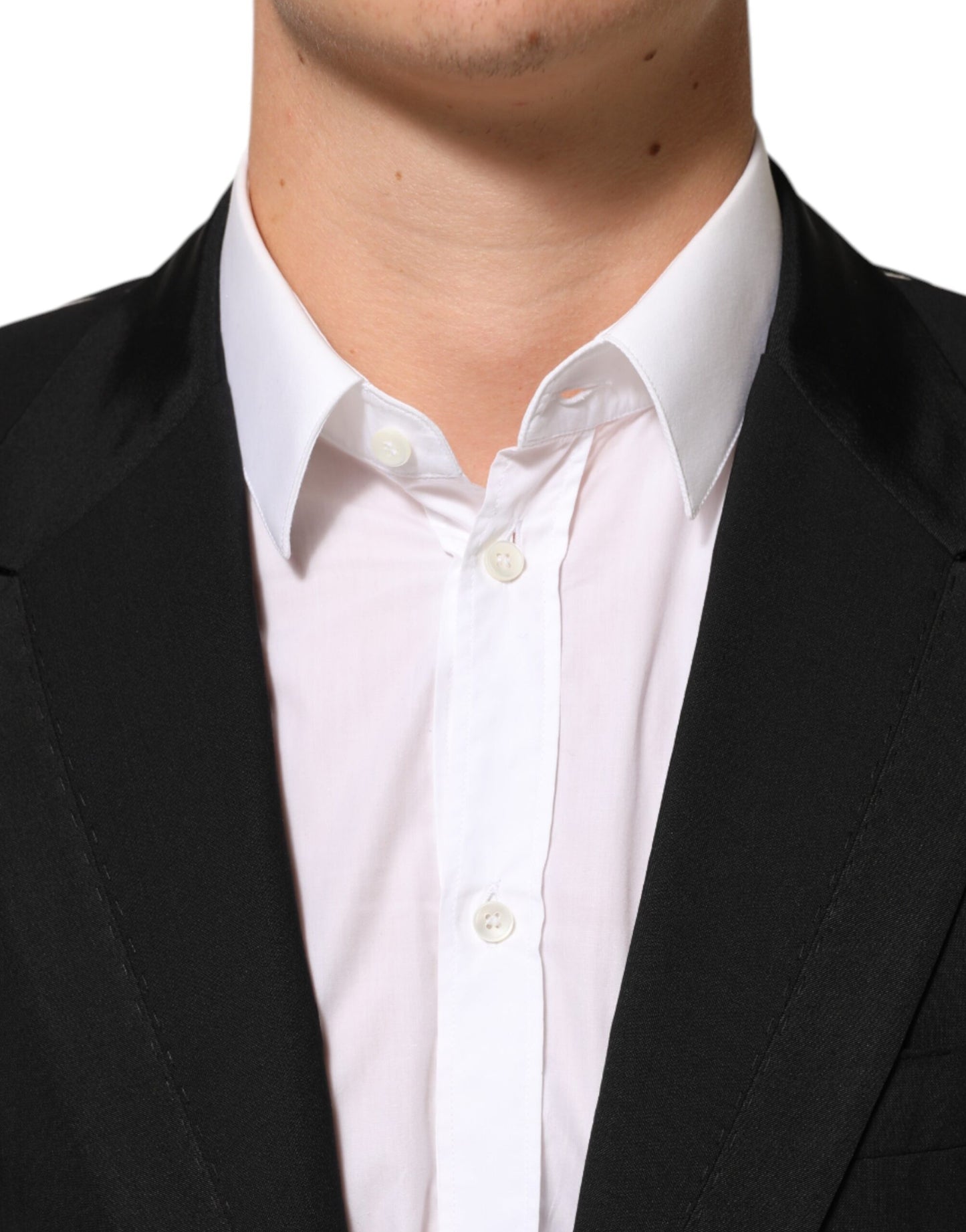 Dolce &amp; Gabbana Schwarzer Wollanzug mit 2 Knöpfen für Herren