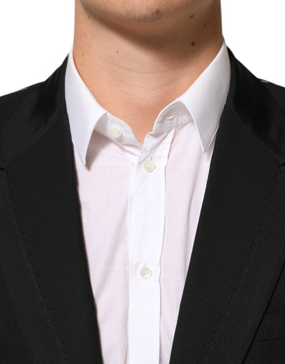 Dolce &amp; Gabbana Schwarzer Wollanzug mit 2 Knöpfen für Herren