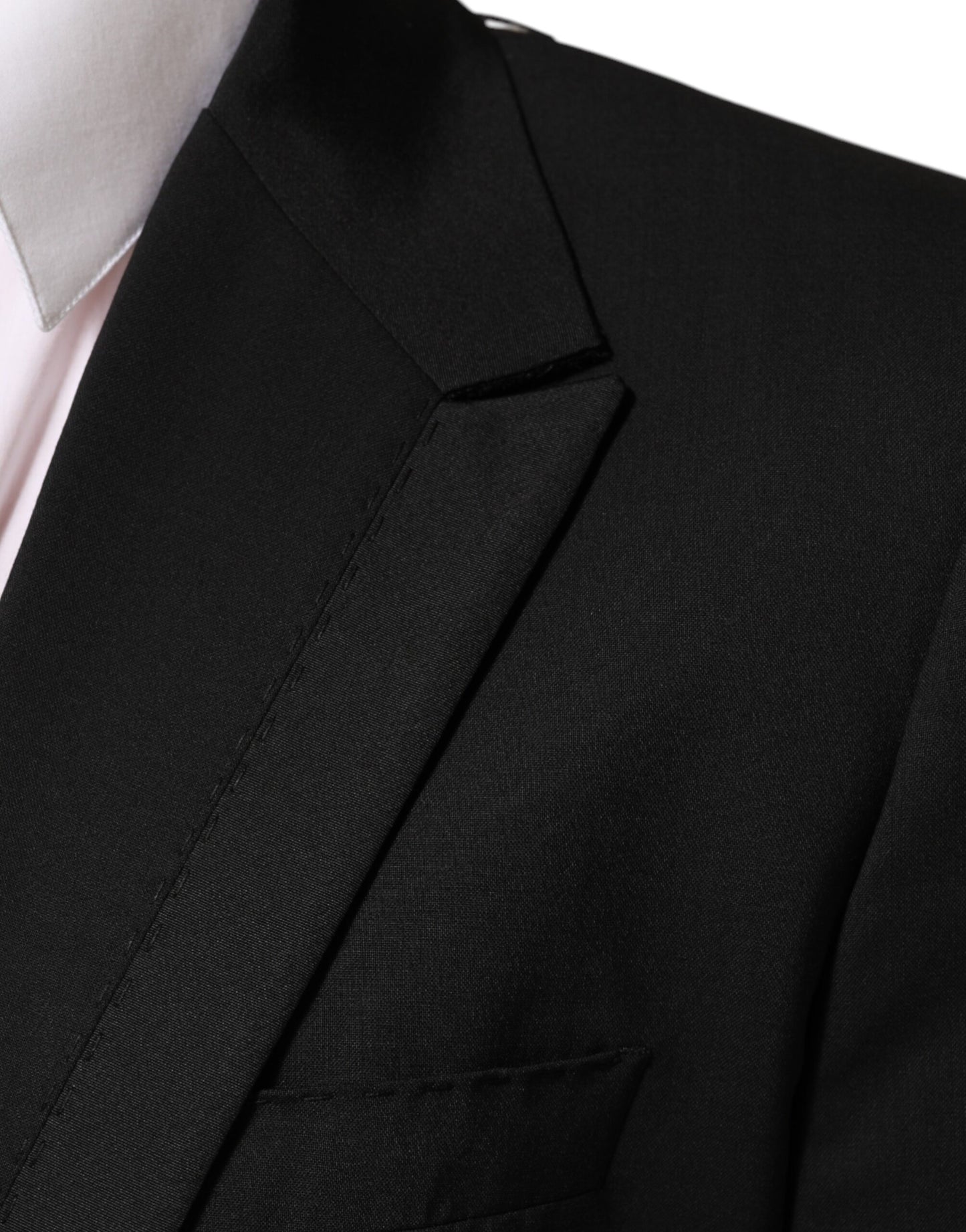 Dolce &amp; Gabbana Schwarzer Wollanzug mit 2 Knöpfen für Herren