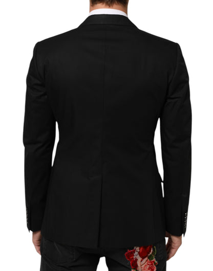 Dolce &amp; Gabbana Schwarzer Wollanzug mit 2 Knöpfen für Herren