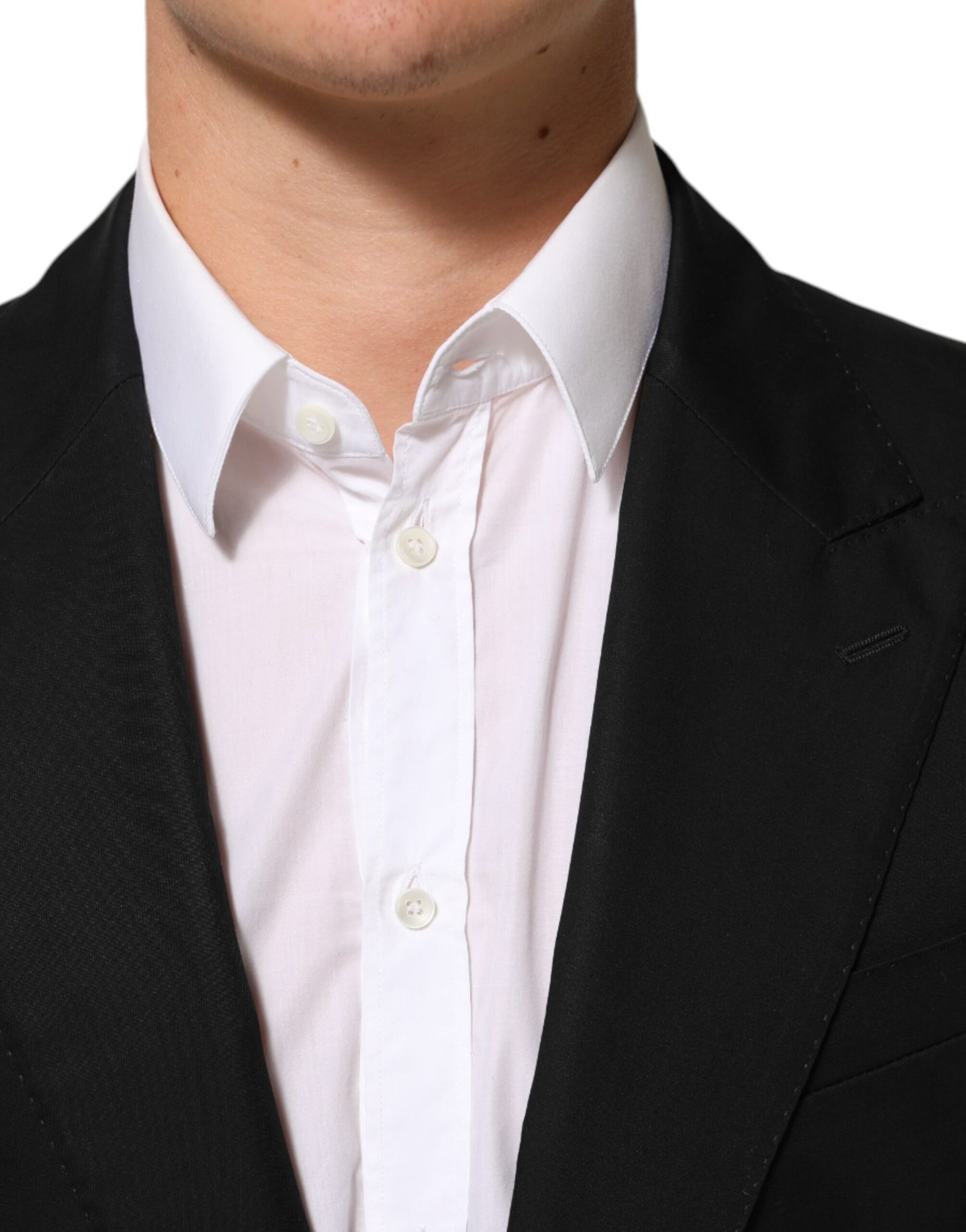 Dolce &amp; Gabbana Schwarzer Wollanzug mit 2 Knöpfen für Herren