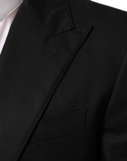 Dolce &amp; Gabbana Schwarzer Wollanzug mit 2 Knöpfen für Herren