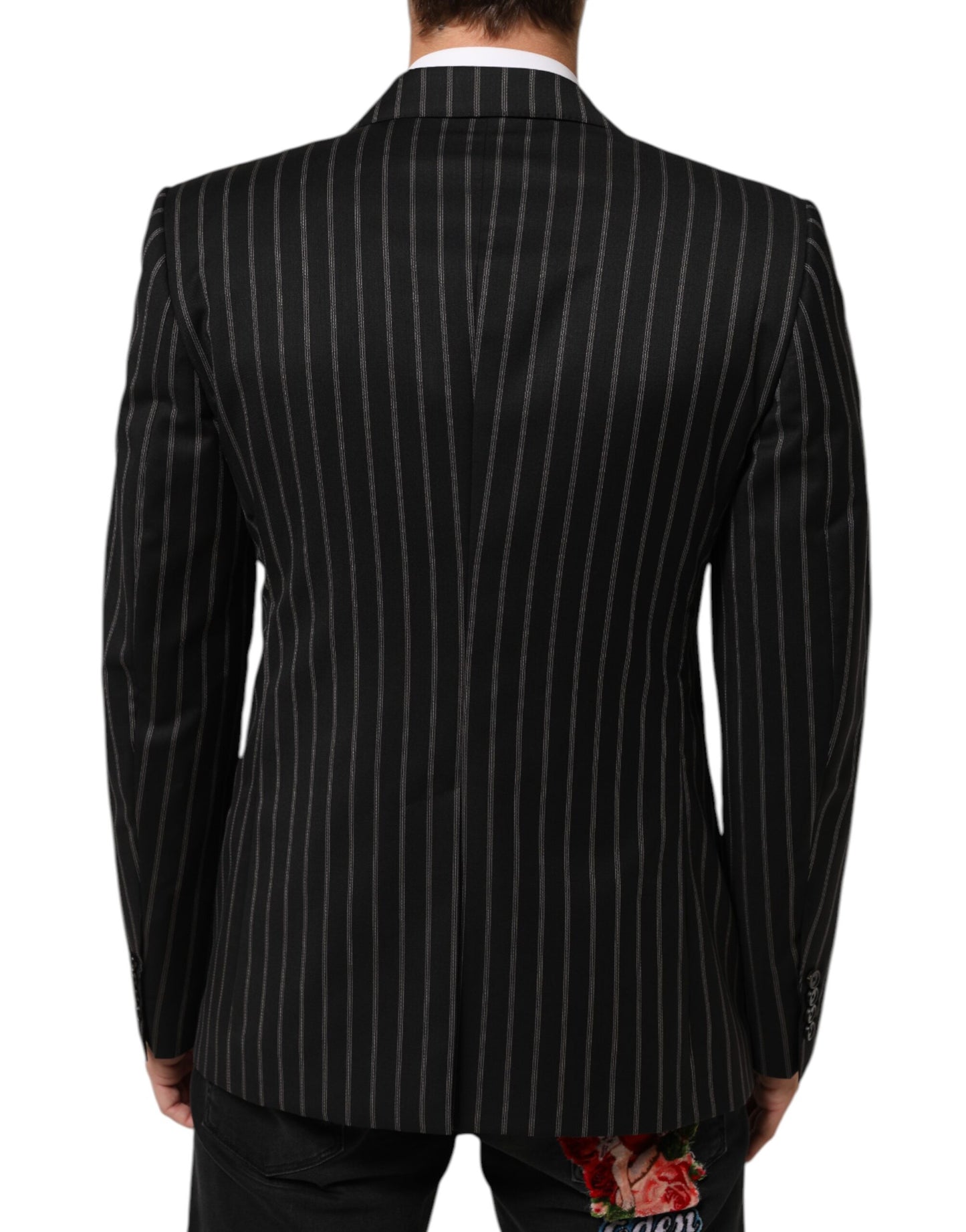 Dolce &amp; Gabbana – SICILIA – Anzugblazer mit 1 Knopf und schwarzen Streifen