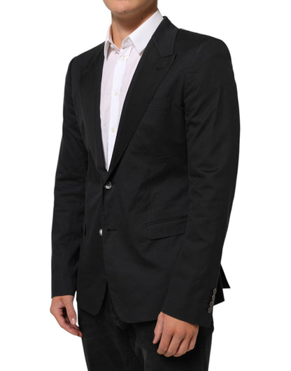 Dolce &amp; Gabbana – Schwarzer Anzugsjacken-Blazer aus Baumwolle mit 2 Knöpfen