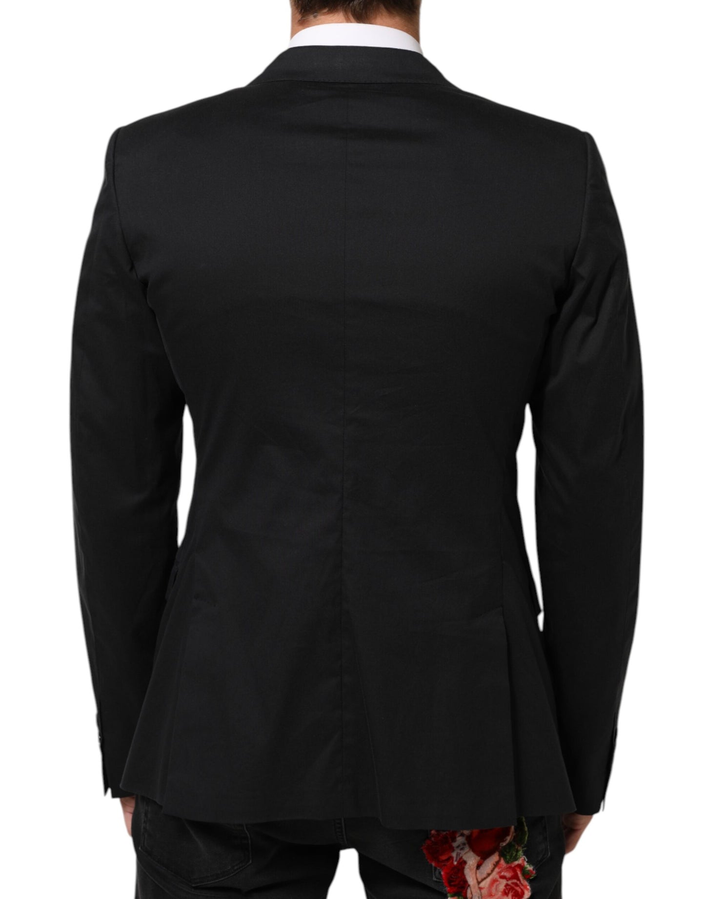 Dolce &amp; Gabbana – Schwarzer Anzugsjacken-Blazer aus Baumwolle mit 2 Knöpfen