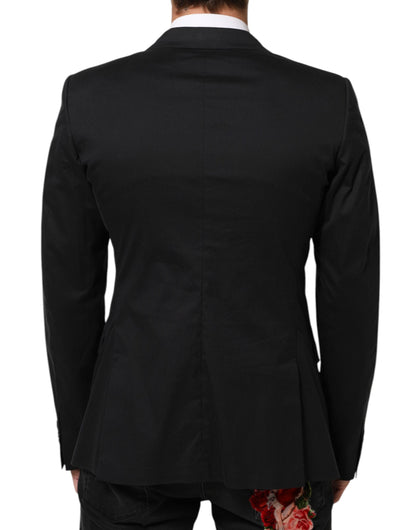 Dolce &amp; Gabbana – Schwarzer Anzugsjacken-Blazer aus Baumwolle mit 2 Knöpfen