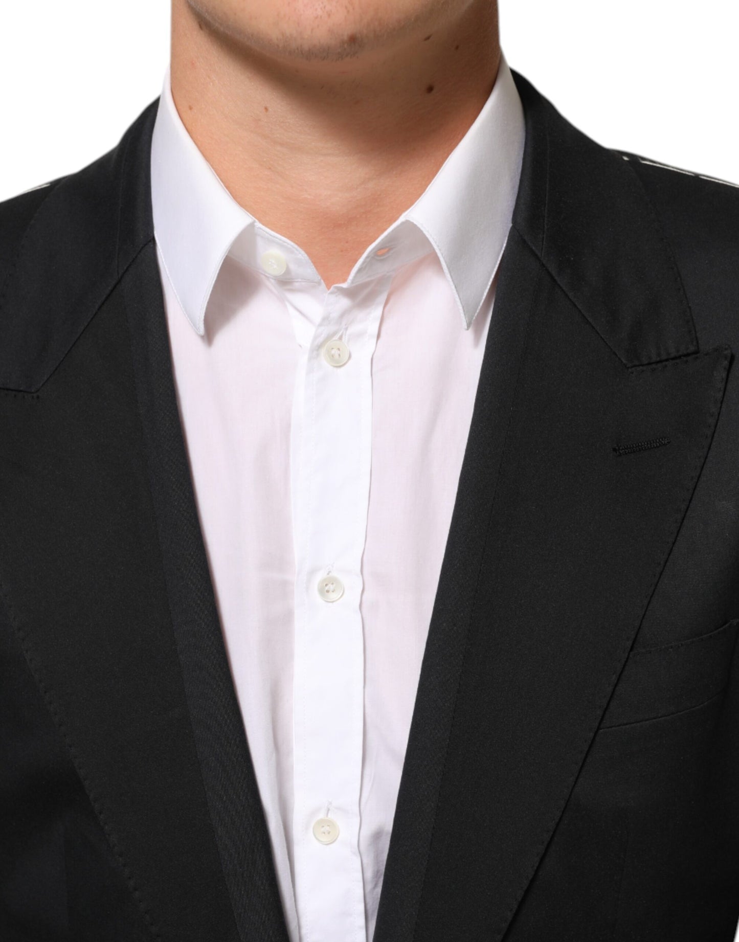 Dolce &amp; Gabbana – Schwarzer Anzugsjacken-Blazer aus Baumwolle mit 2 Knöpfen