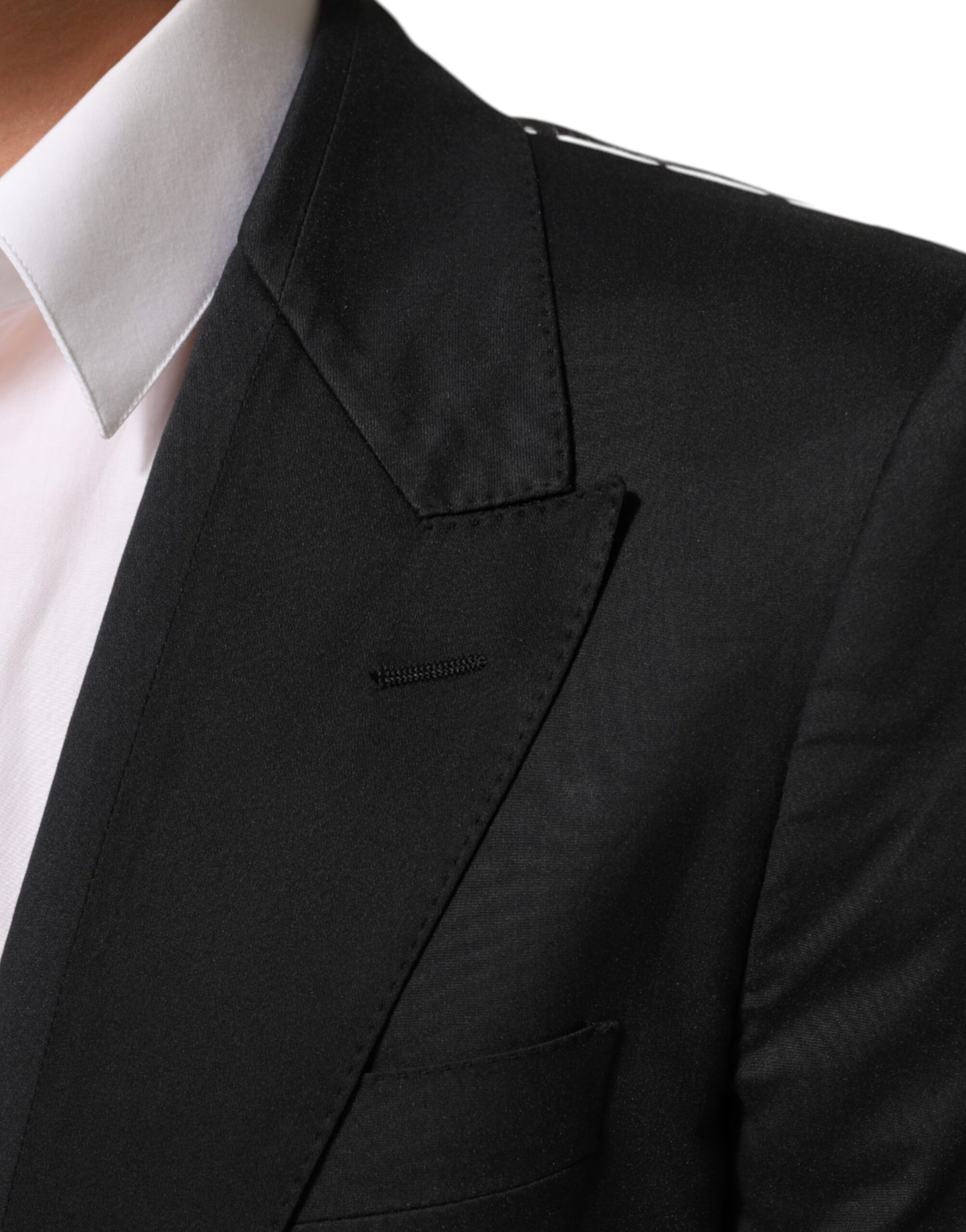 Dolce &amp; Gabbana – Schwarzer Anzugsjacken-Blazer aus Baumwolle mit 2 Knöpfen