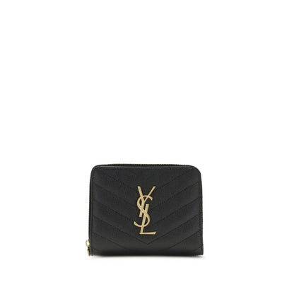 Saint Laurent Portemonnaie aus schwarzem Kalbsleder (Bos Taurus)