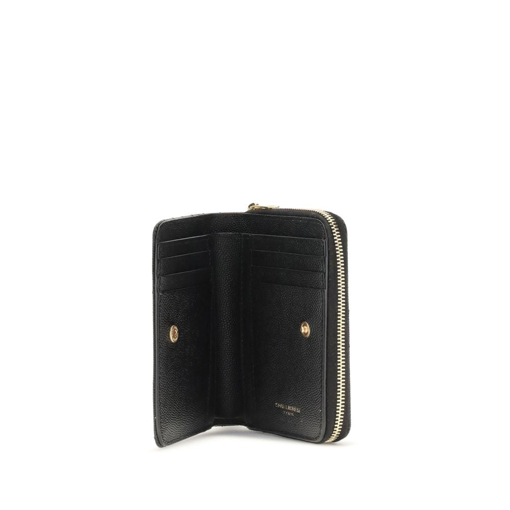 Saint Laurent Portemonnaie aus schwarzem Kalbsleder (Bos Taurus)