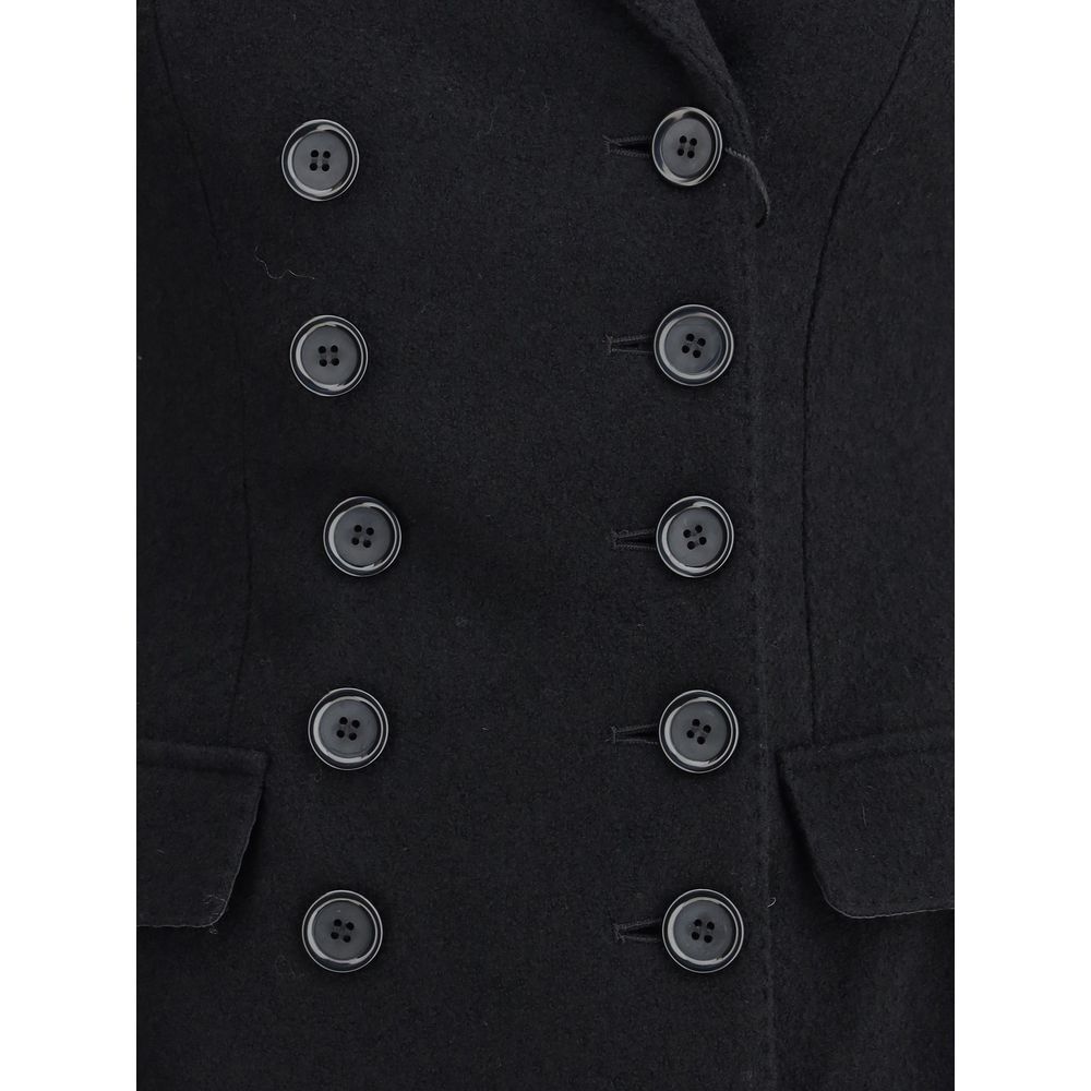 Dolce &amp; Gabbana Wollmantel aus schwarzem Fleece