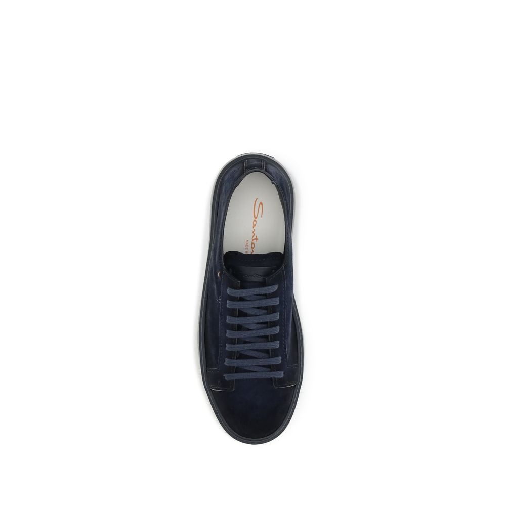 Santoni Blue Calf Leather Bos Taurus Sneakers