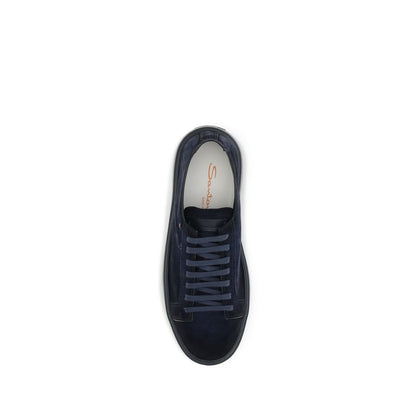 Santoni Blue Calf Leather Bos Taurus Sneakers