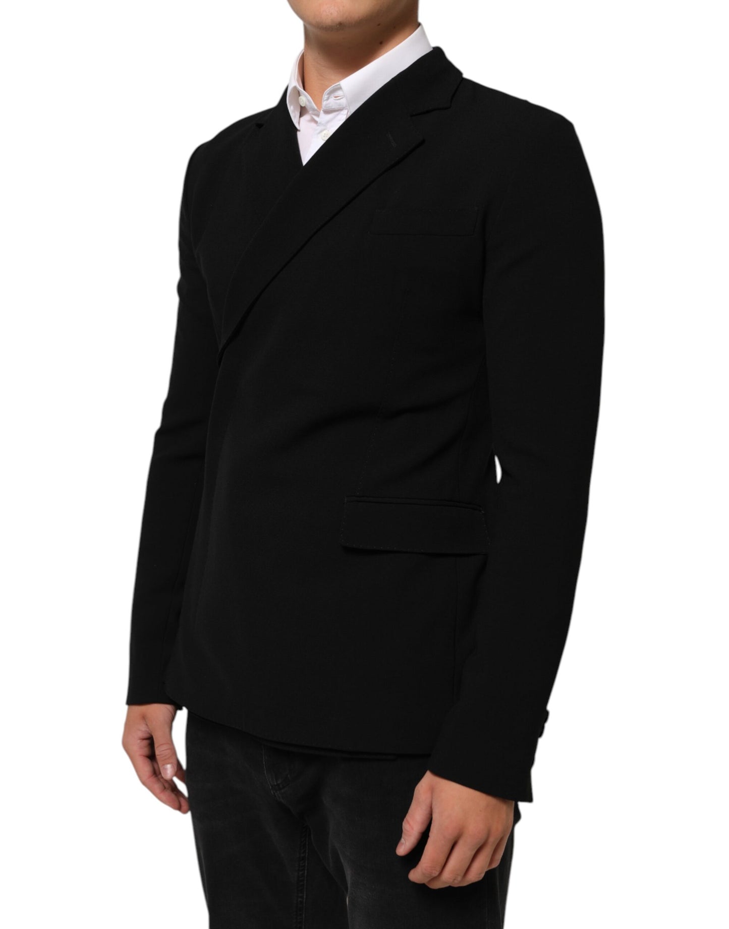 Dolce &amp; Gabbana Schwarzer Woll-Zweireiher-Blazer für Herren