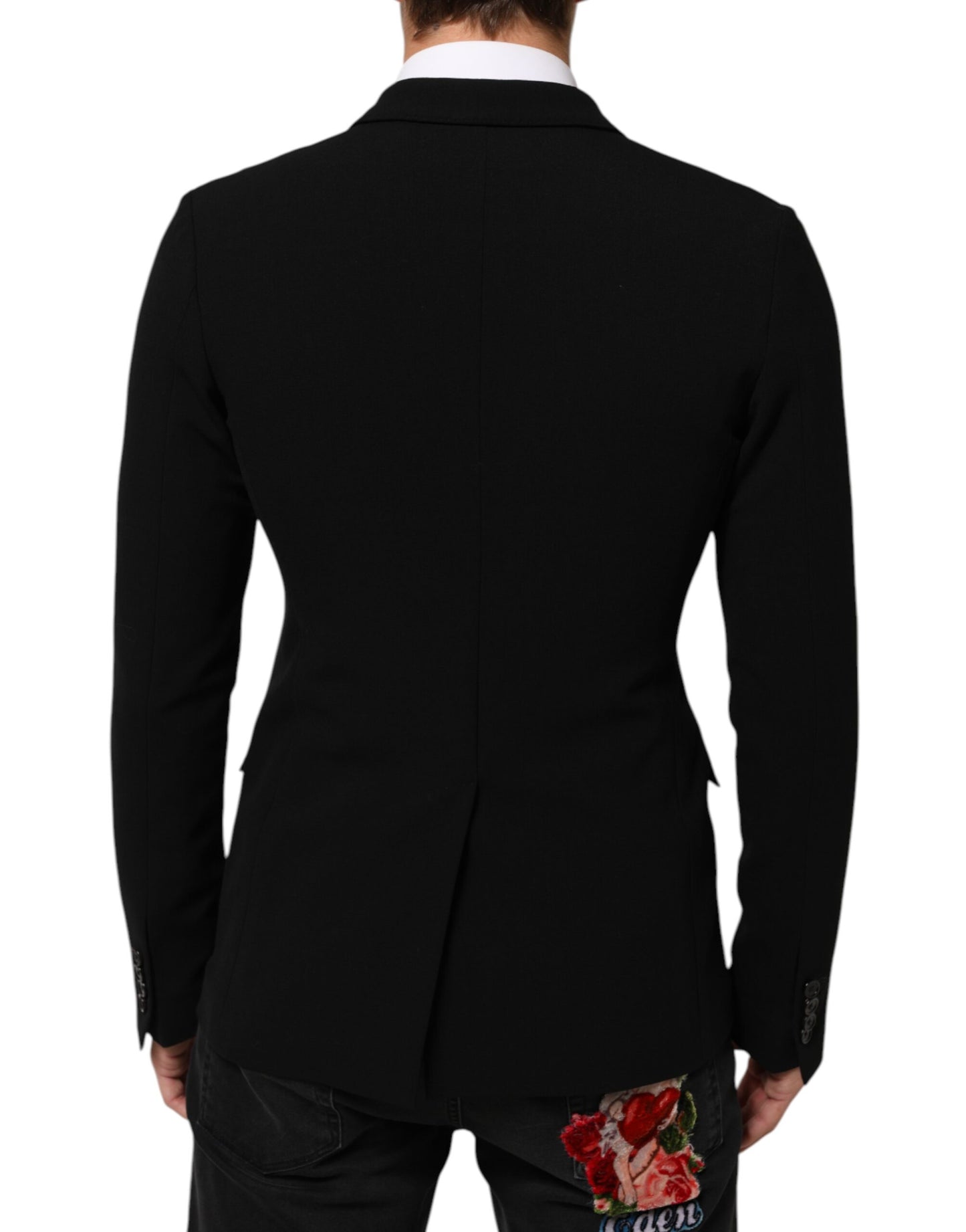 Dolce &amp; Gabbana Schwarzer Woll-Zweireiher-Blazer für Herren