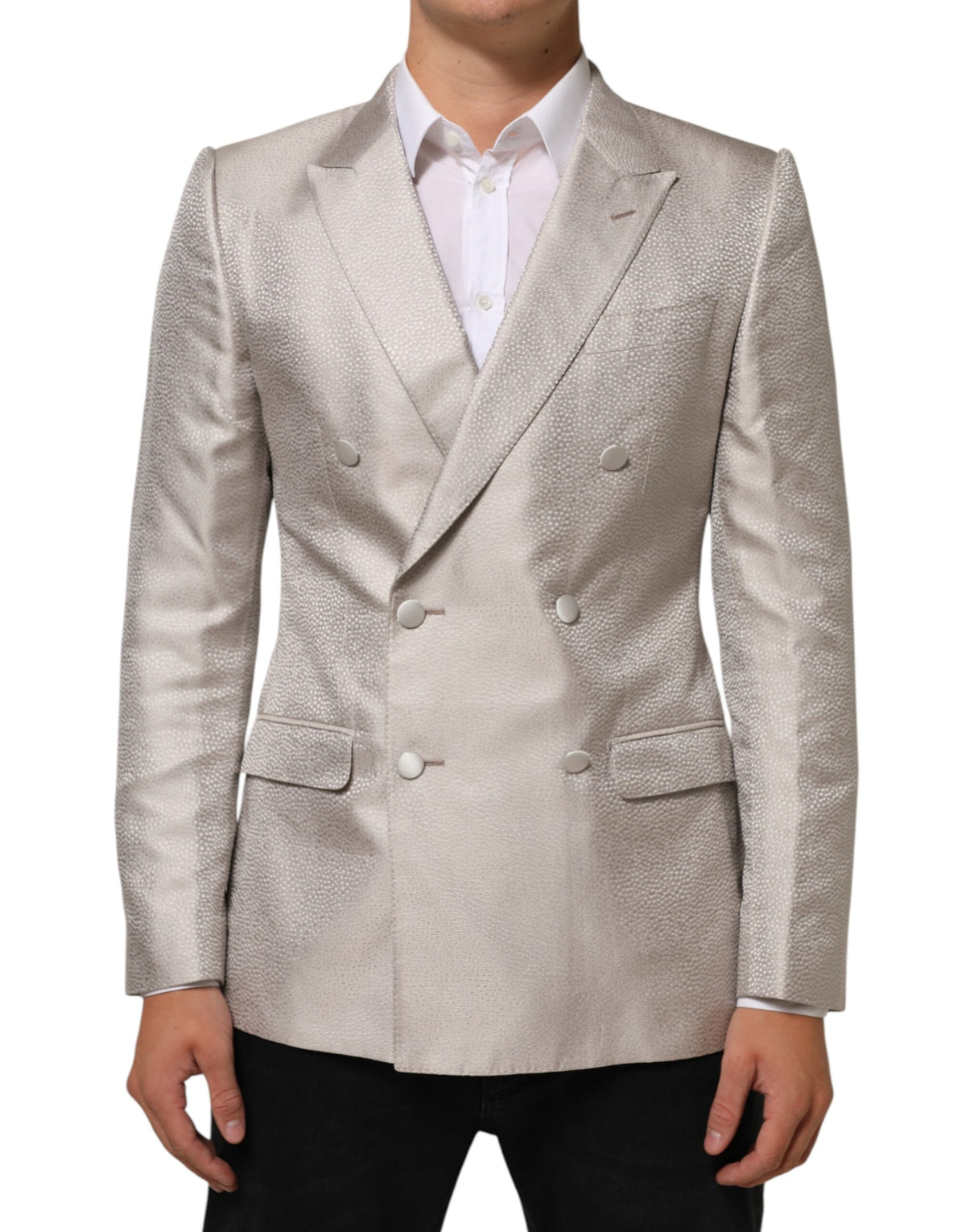 Dolce &amp; Gabbana Beige MARTINI Zweireihiger Anzugblazer