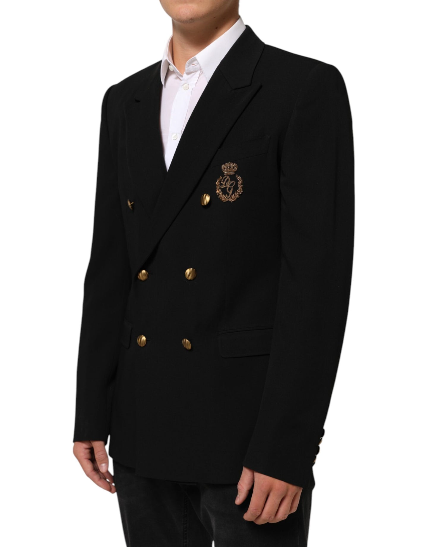 Dolce &amp; Gabbana Schwarzer Wollanzug mit 2 Knöpfen für Herren