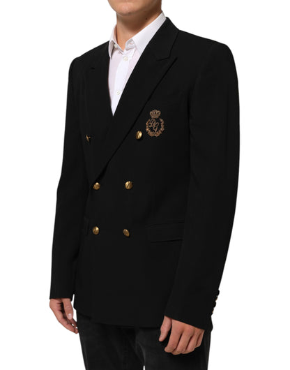 Dolce &amp; Gabbana Schwarzer Wollanzug mit 2 Knöpfen für Herren