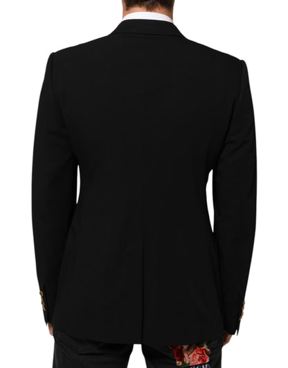 Dolce &amp; Gabbana Schwarzer Wollanzug mit 2 Knöpfen für Herren